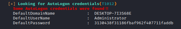 Administrator AutoLogon Credentials