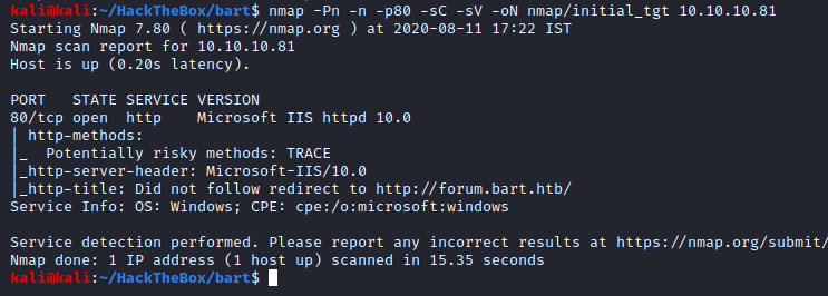 Initial Targeted Nmap Scan