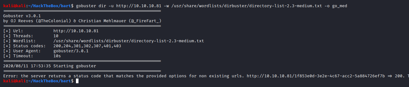Gobuster Crashed