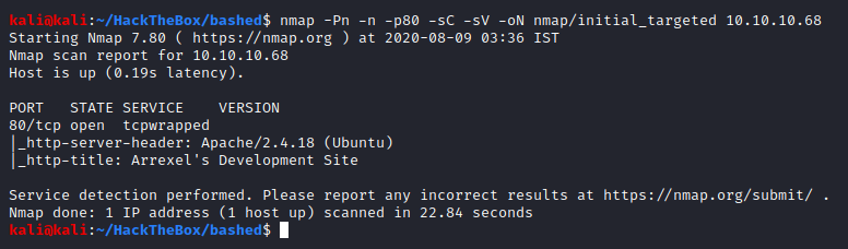 Initial Targeted Nmap Scan