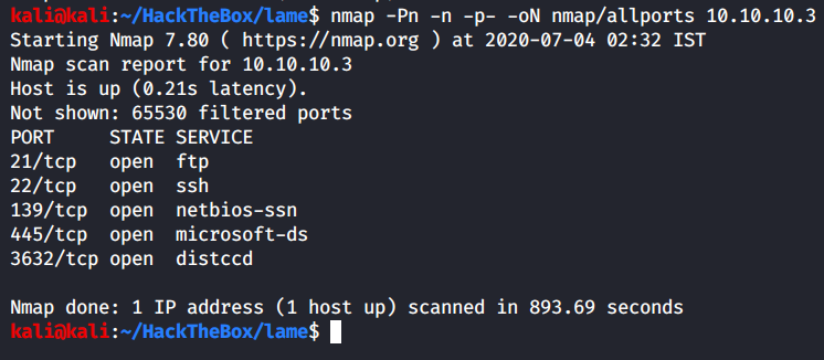 Nmap All Ports Scan