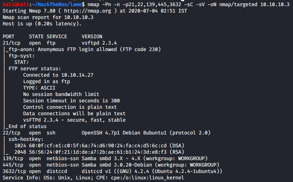 Nmap Targeted Scan